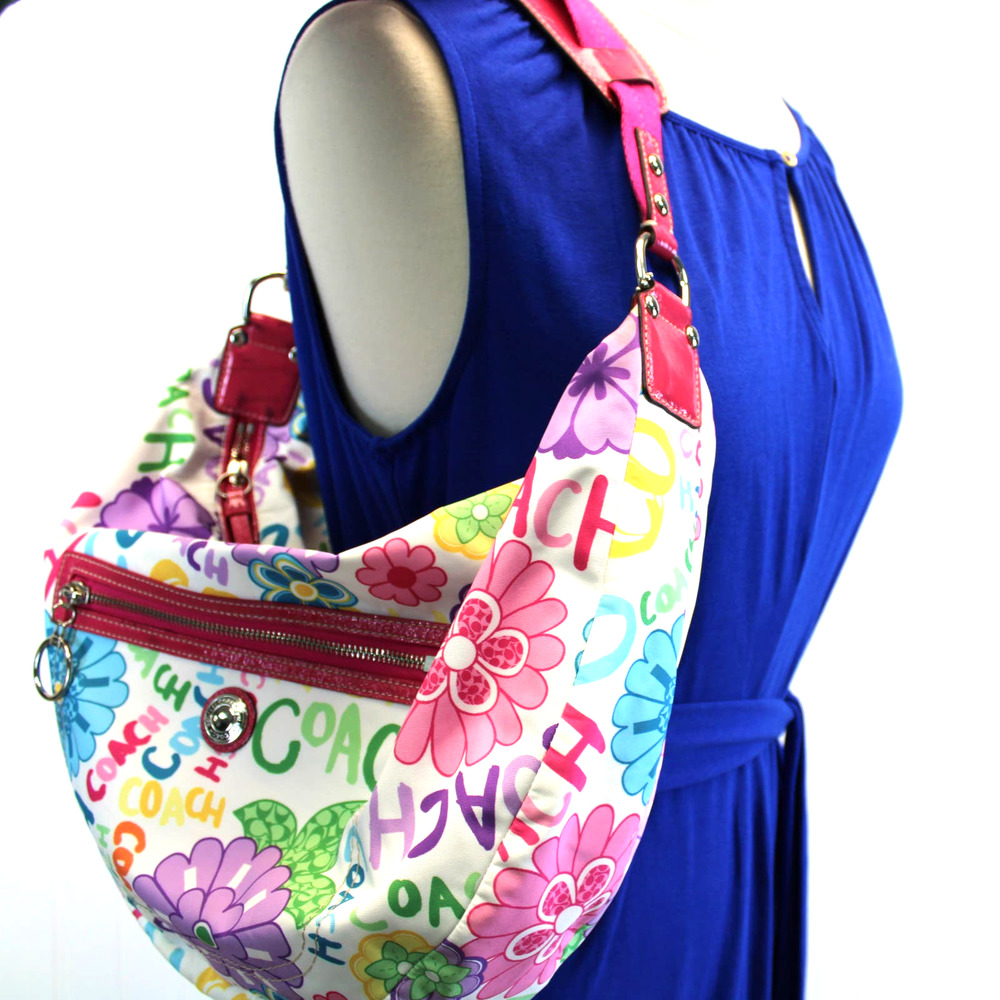 Coach Poppy Large Hobo Handbag Daisy Fingerpaint Multicolor Spring F14883
